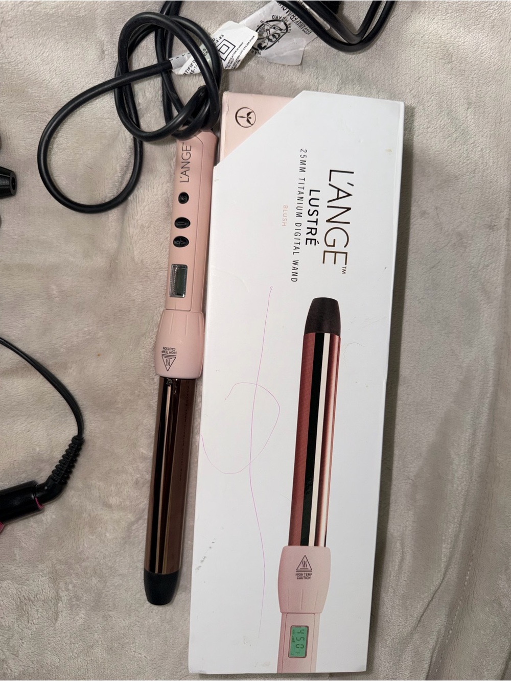 L'ANGE Pink and Rose Gold 25mm Lustre Titanium Curling Wand